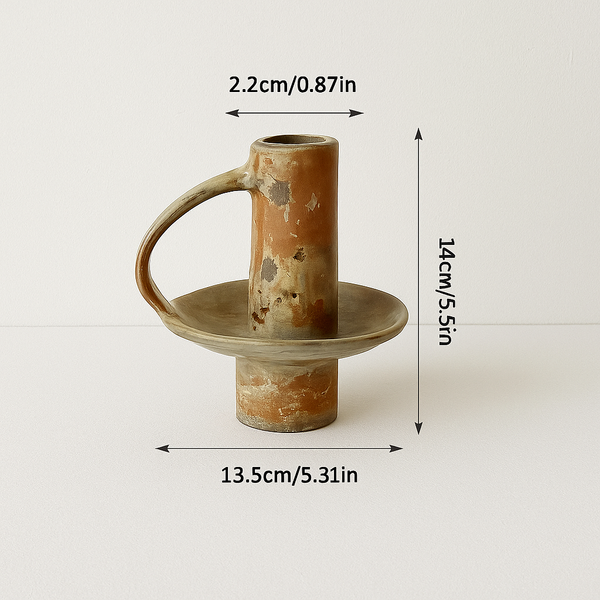 Ceramic Candle Holder with Handle – Raw &amp; Authentic Design