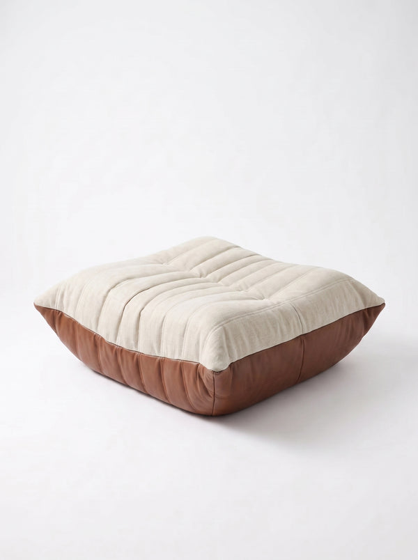 Ottoman Relax Composé | Cuir Véritable & Lin