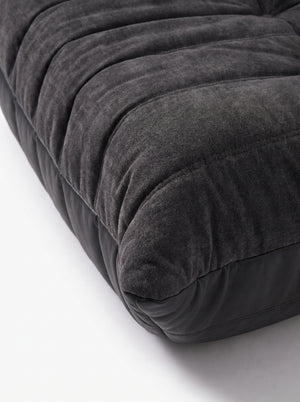 Pouf Ottoman Relax Composé Minuit – Cuir Véritable et Lin, Édition Noire