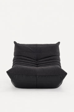 Fauteuil Relax Composé Minuit – Cuir Véritable et Lin, Édition Noire