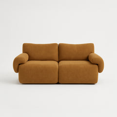 Sahara – Sculptural 2-Seater Sofa in Honey Sand Fabric