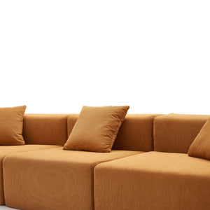 3-Seater Sofa – Sanded Corduroy &amp; Cubic Design