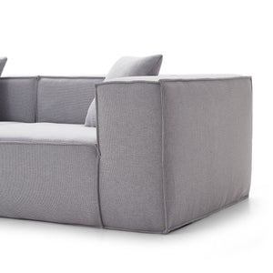 Modular 3-Seater Sofa in Grey Fabric – Cubic Design &amp; High-Density Comfort