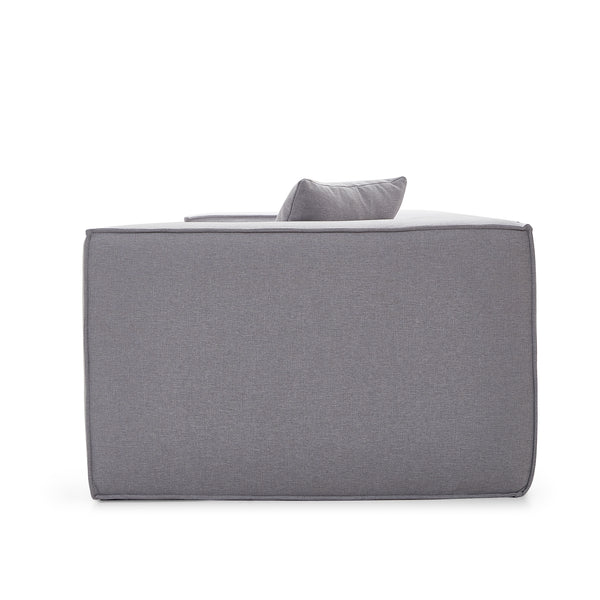 Modular 3-Seater Sofa in Grey Fabric – Cubic Design &amp; High-Density Comfort