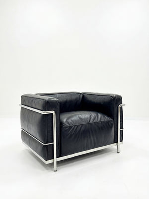 Modernist Grand Comfort Armchair – Genuine Leather &amp; Chrome Frame