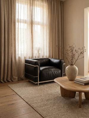 Modernist Grand Comfort Armchair – Genuine Leather &amp; Chrome Frame