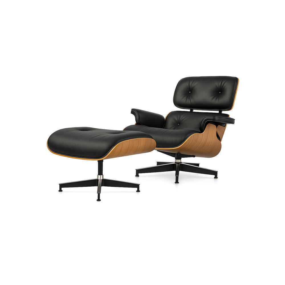 Lounge Chair &amp; Footstool Set – Elegant Leather Finish